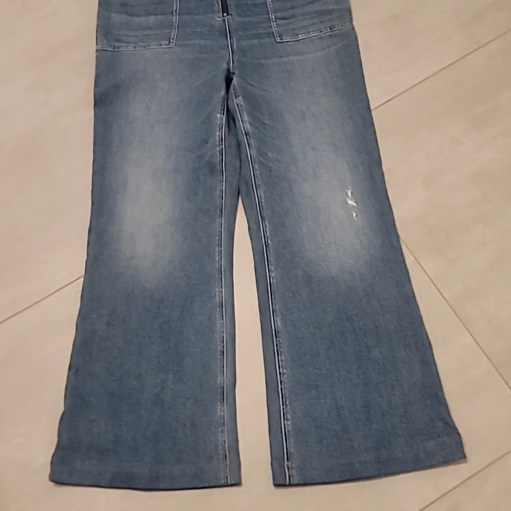 Alice + Olivia Medium Blue Denim Bustier Zip-Front Overalls - Picture 8 of 12